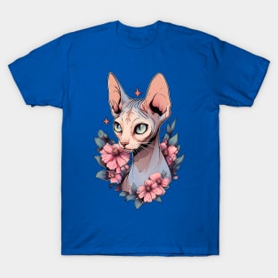 Sphynx Cat Flowers T-Shirt